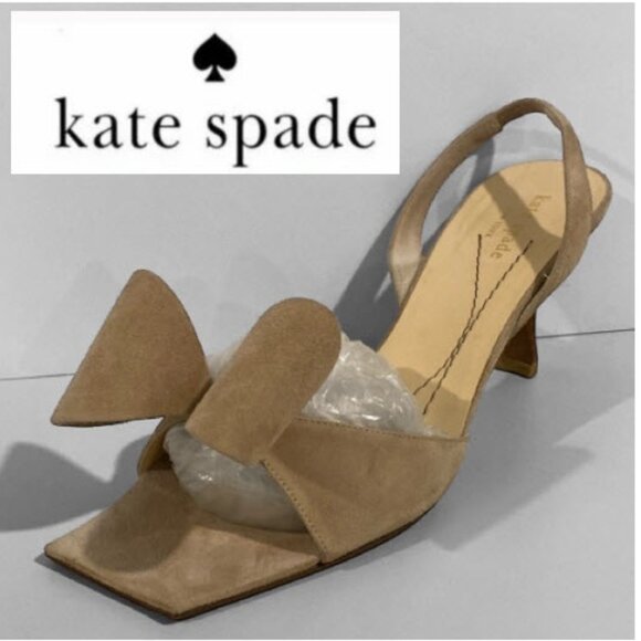 kate spade Shoes - Kate Spade Tan Suede Bow Heels Size 9.5B